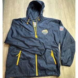 Vintage Super‎ Bowl XXXIII Logo Athletic Pullover Rain Jacket Broncos 1999 Large